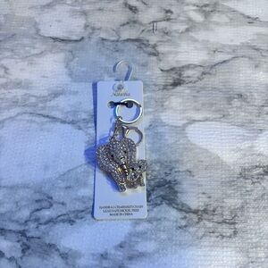 Natasha Silver Crystal Elephant Keychain - Silver